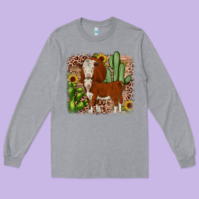 Hereford Cactus Sunflower Long Sleeve Tee Designed By Jahusdesignshop