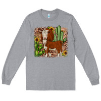 Heather Grey Hereford cactus sunflower Long Sleeve Tee - JahusDesignShop