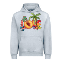Heather Grey Love peach summer Urban Hoodie - NancyCooperArtShop