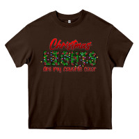 Chocolate Brown festive christmas lights text art Heavy Core Tee - CowhideDigitalArt
