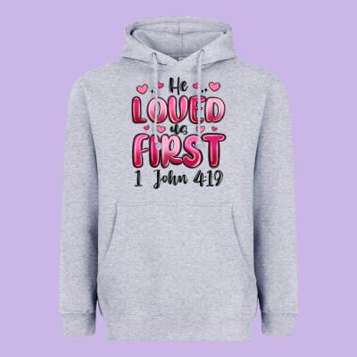 He Loved Us First 1 John 4 19 Heavyweight Hoodie Designed By Maliassmallbusiness