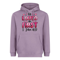 Lavender he loved us first 1 john 4 19 Heavyweight Hoodie - MaliasSmallBusiness