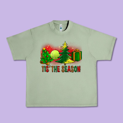 Tis The Season Christmas With Tennis Ball And Tree Cookie Urban Heavy Tee Designed By Fadigitalartstudio