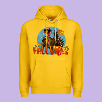 Fall Vibes Turkey Premium Hoodie Designed By Lillyallendesigns