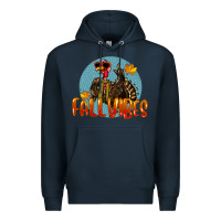 Navy Fall Vibes Turkey Premium Hoodie - LillyAllenDesigns
