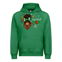 Emerald Afro Messy Bun Full Face Basketball Mom Urban Hoodie - texasbilliewilder