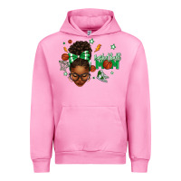 Fuchsia Pink Afro Messy Bun Full Face Basketball Mom Urban Hoodie - texasbilliewilder