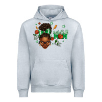 Heather Grey Afro Messy Bun Full Face Basketball Mom Urban Hoodie - texasbilliewilder