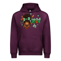 Mauve Wine Afro Messy Bun Full Face Basketball Mom Urban Hoodie - texasbilliewilder