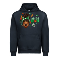 Navy Afro Messy Bun Full Face Basketball Mom Urban Hoodie - texasbilliewilder
