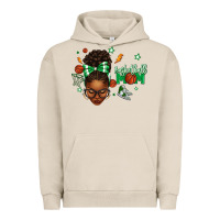 Pigment French Oak Afro Messy Bun Full Face Basketball Mom Urban Hoodie - texasbilliewilder