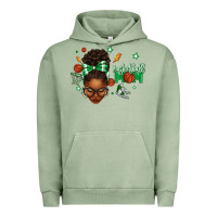 Pigment Oil Green Afro Messy Bun Full Face Basketball Mom Urban Hoodie - texasbilliewilder