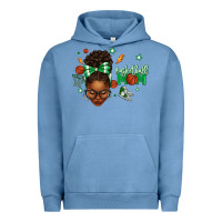 Pigment Pebble Blue Afro Messy Bun Full Face Basketball Mom Urban Hoodie - texasbilliewilder