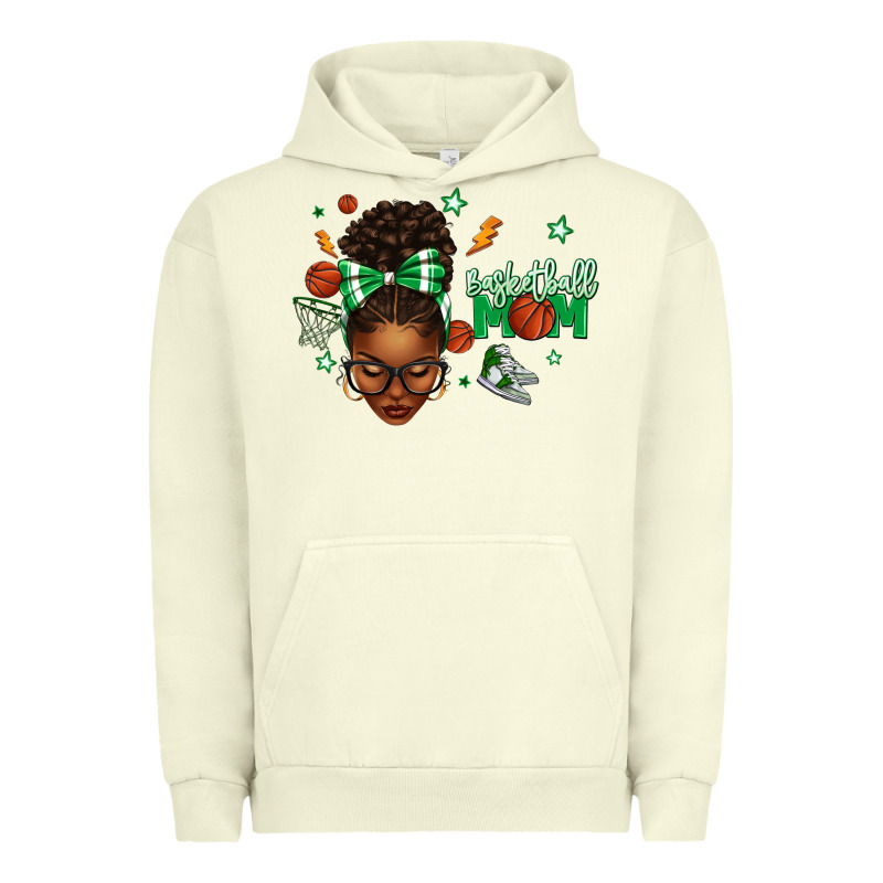 Afro Messy Bun Full Face Basketball Mom Urban Hoodie by texasbilliewilder | Teevron