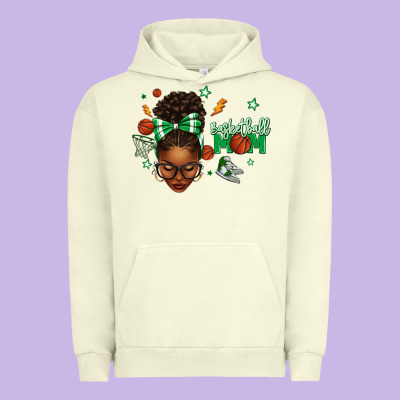 Afro Messy Bun Full Face Basketball Mom Urban Hoodie Designed By Texasbilliewilder