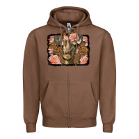 Chestnut Western Floral Giraffe Zipper Hoodie - LillyAllenDesigns