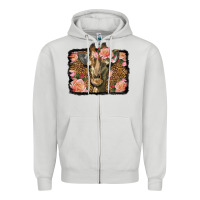 Dove Grey Western Floral Giraffe Zipper Hoodie - LillyAllenDesigns