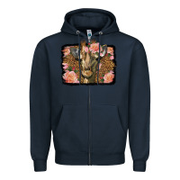 Navy Western Floral Giraffe Zipper Hoodie - LillyAllenDesigns