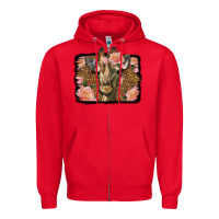 Red Western Floral Giraffe Zipper Hoodie - LillyAllenDesigns