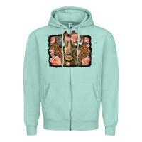 Seafoam Western Floral Giraffe Zipper Hoodie - LillyAllenDesigns
