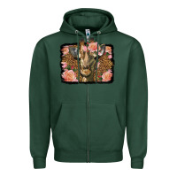 Sports Green Western Floral Giraffe Zipper Hoodie - LillyAllenDesigns