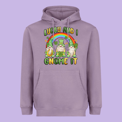 Lucky And I Gnome It Heavyweight Hoodie Designed By Maliassmallbusiness