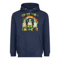 Navy lucky and i gnome it Heavyweight Hoodie - MaliasSmallBusiness