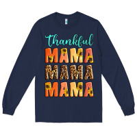 Navy Thankful mama mama mama Long Sleeve Tee - Artiststas