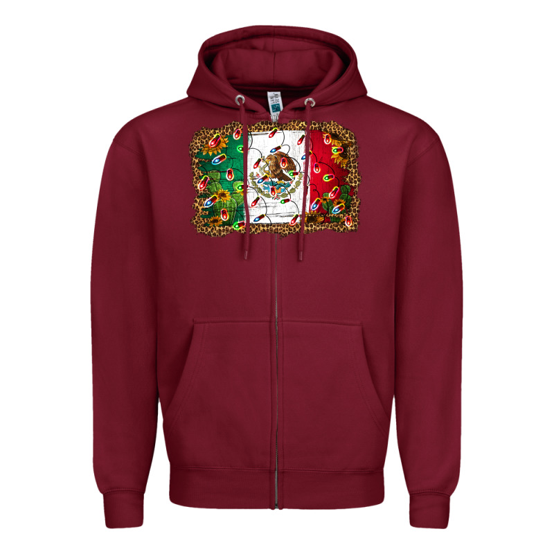 Christmas Lights Mexican Flag Zipper Hoodie by Jasminsmagicworld | Teevron
