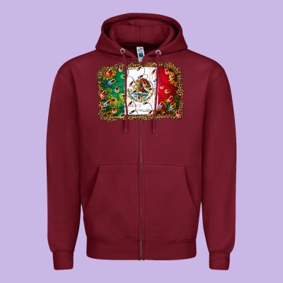 Christmas Lights Mexican Flag Zipper Hoodie Designed By Jasminsmagicworld
