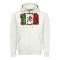 Oatmeal Heather Christmas lights Mexican flag Zipper Hoodie - Jasminsmagicworld