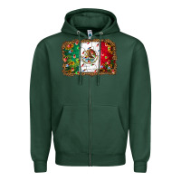 Sports Green Christmas lights Mexican flag Zipper Hoodie - Jasminsmagicworld