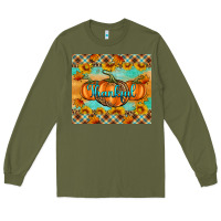 Army Green Thankful Pumpkins Long Sleeve Tee - Artiststas