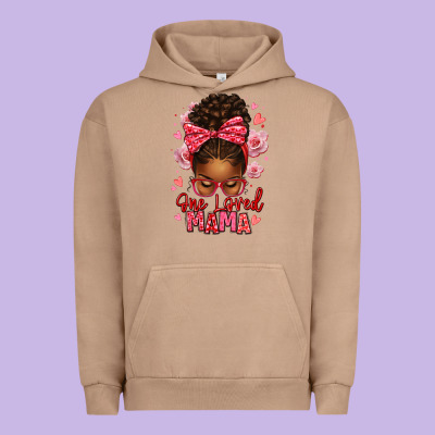 One Loved Mama Afro Messy Bun Urban Hoodie Designed By Texasbilliewilder