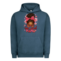 Pigment Midnight Navy one loved mama afro messy bun Urban Hoodie - texasbilliewilder