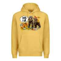Antique Gold Hello Fall Brown Bear Premium Hoodie - LillyAllenDesigns