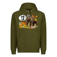 Army Green Hello Fall Brown Bear Premium Hoodie - LillyAllenDesigns