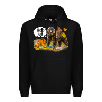 Black Hello Fall Brown Bear Premium Hoodie - LillyAllenDesigns