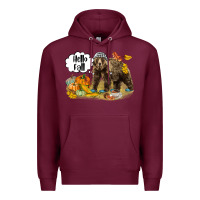 Burgundy Hello Fall Brown Bear Premium Hoodie - LillyAllenDesigns