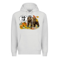 Dove Grey Hello Fall Brown Bear Premium Hoodie - LillyAllenDesigns