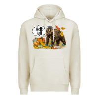 Oatmeal Heather Hello Fall Brown Bear Premium Hoodie - LillyAllenDesigns