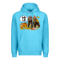 Ocean Blue Hello Fall Brown Bear Premium Hoodie - LillyAllenDesigns