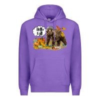 Purple Hello Fall Brown Bear Premium Hoodie - LillyAllenDesigns