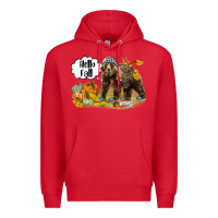 Red Hello Fall Brown Bear Premium Hoodie - LillyAllenDesigns