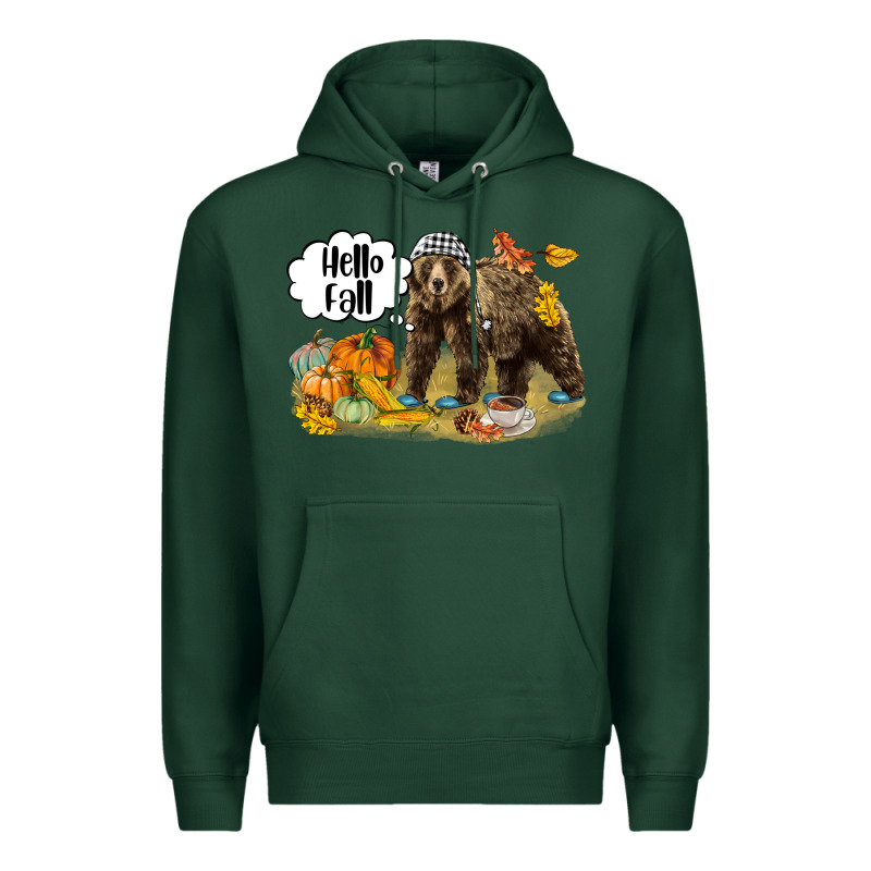 Hello Fall Brown Bear Premium Hoodie by LillyAllenDesigns | Teevron