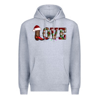 Heather Grey love christmas boots Premium Hoodie - AdoDesignShop