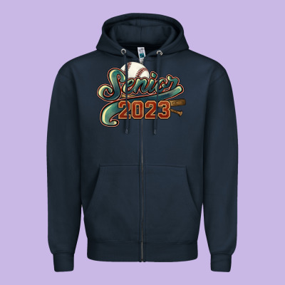 Senior 2023 Baseball Zipper Hoodie Designed By Nancycooperartshop