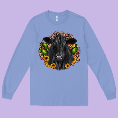 Black Angus Cactus Sunflower Long Sleeve Tee Designed By Jahusdesignshop
