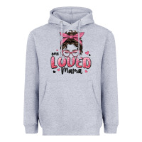 Heather Grey one loved mama messy bun Heavyweight Hoodie - MaliasSmallBusiness