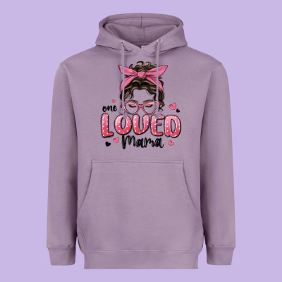 One Loved Mama Messy Bun Heavyweight Hoodie Designed By Maliassmallbusiness